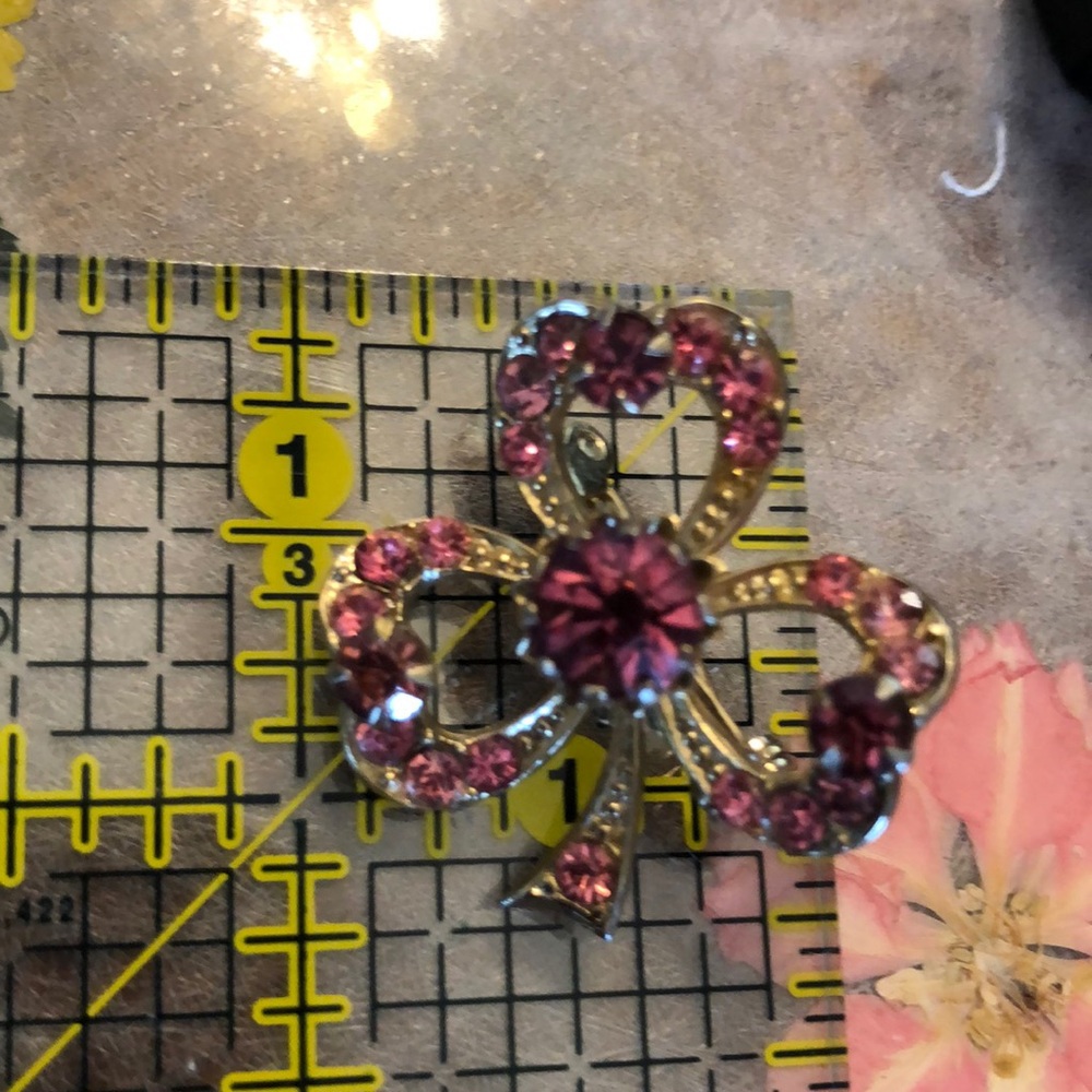 Pink clover brooch
